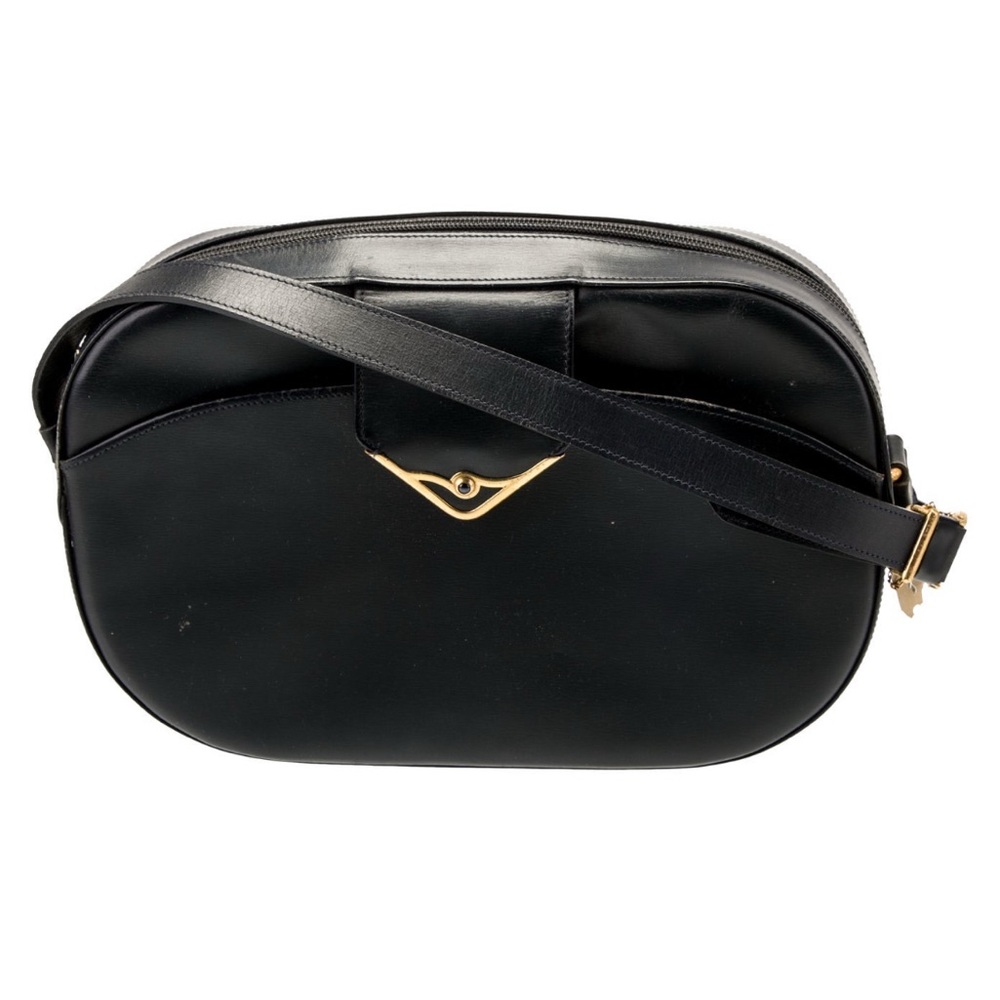 Cartier Blue Leather Shoulder /Camera Bag
